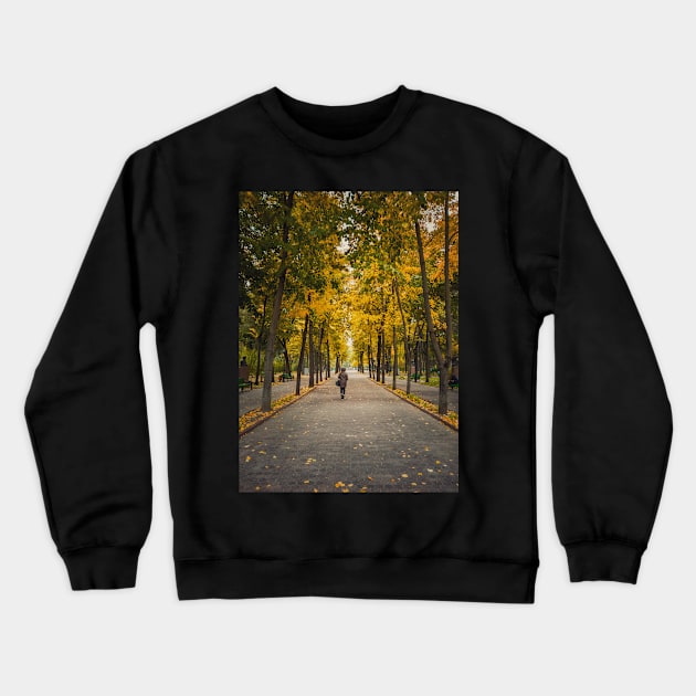 a walk in the autumn park Crewneck Sweatshirt by psychoshadow